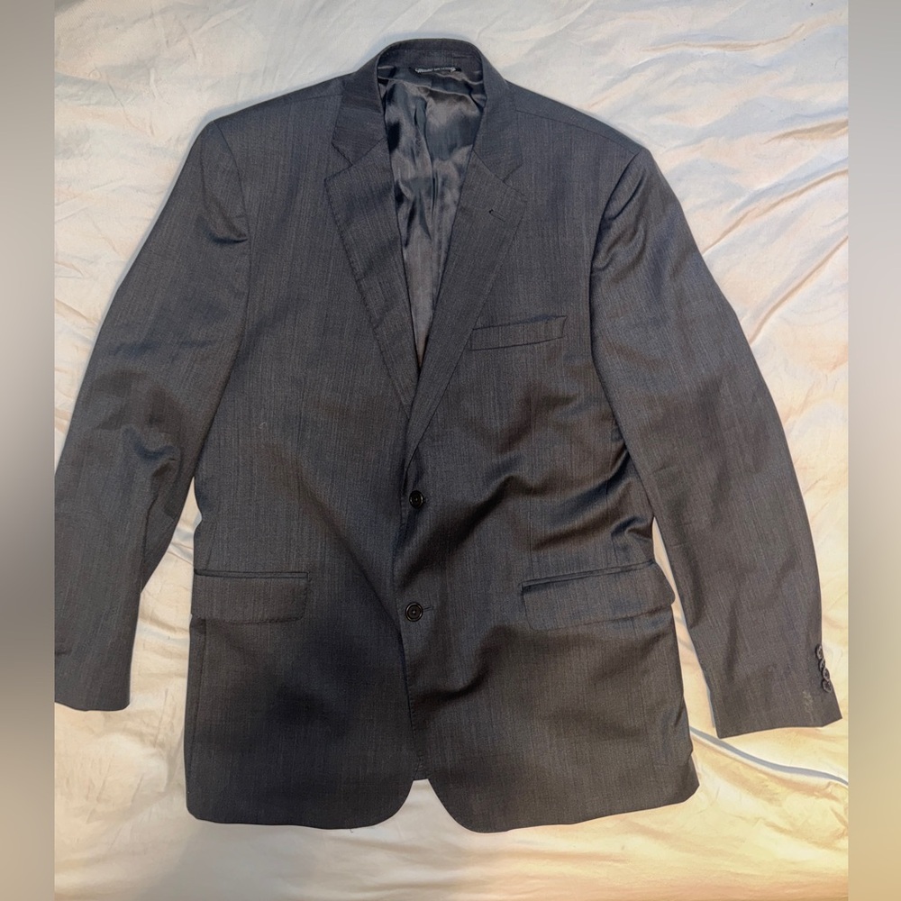 Black/Dark Grey Full Ermenegildo Zegna Silk/Wool Blend Suit Sz 44L 38W.‎